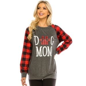 Haute Edition Dog Mom Oversized Red Buffalo Plaid Shirt Women’s Size Medium